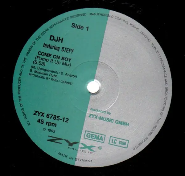 DJ H. FEAT. STEFY - Come On Boy - 12 inch x 1