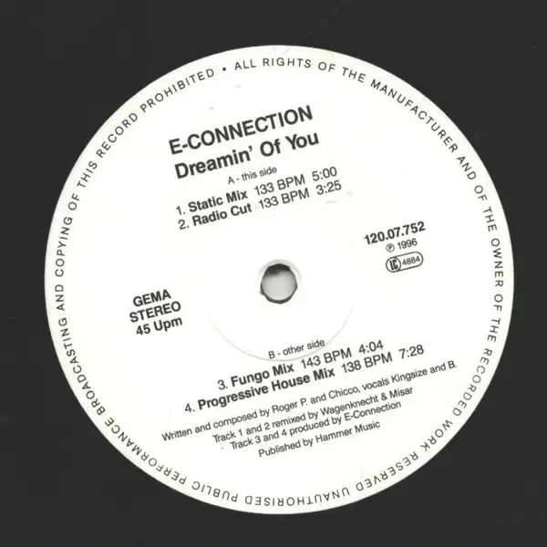 E-CONNECTION - Dreamin' Of You - Disque Maxi x 1