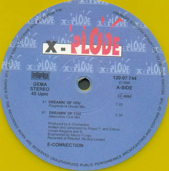 E-CONNECTION - Dreamin' Of You (YELLOW TRANSPARENT VINYL) - Disque Maxi x 1