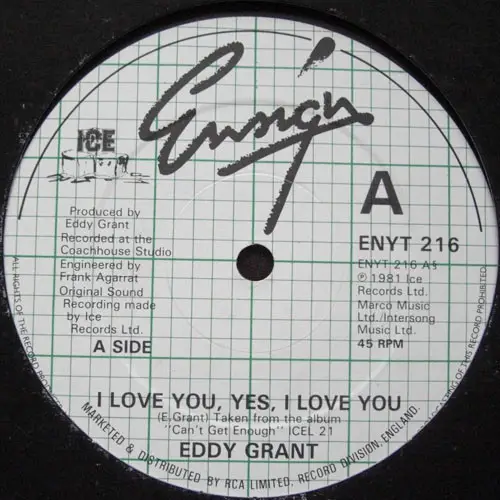 EDDY GRANT - I Love You Yes I Love You - Disque Maxi 45T