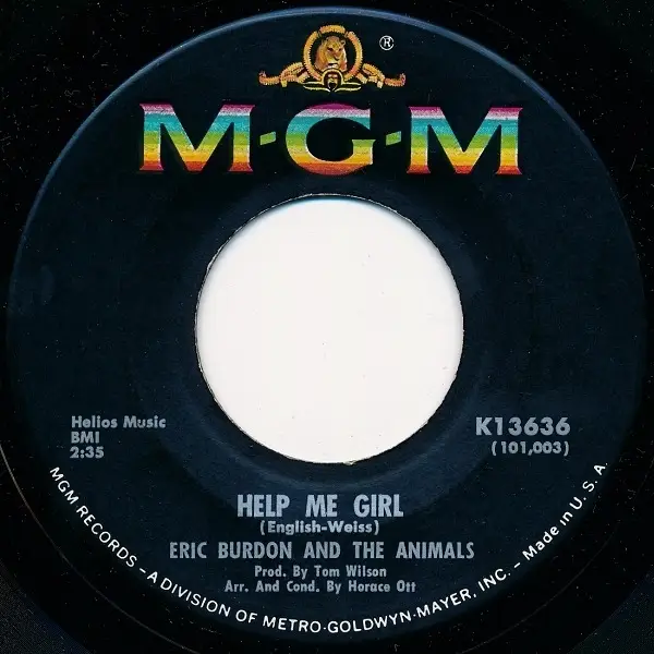 ERIC BURDON & THE ANIMALS - Help Me Girl - Disque 45T x 1