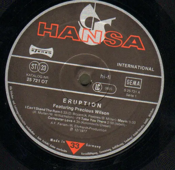 Eruption (4) Featuring Precious Wilson Eruption