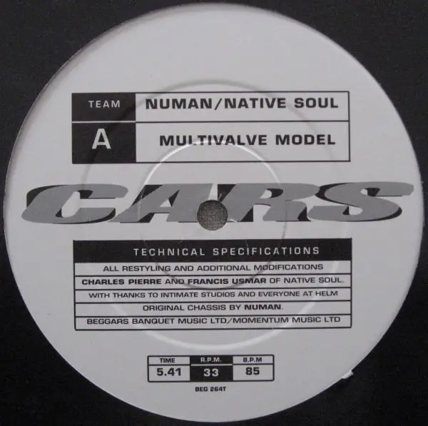 GARY NUMAN / NATIVE SOUL - Cars - 12 inch x 1
