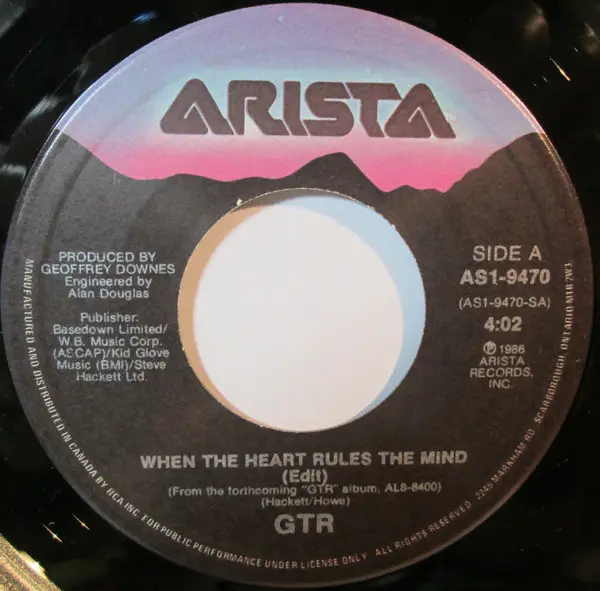 GTR (2) - When The Heart Rules The Mind - Disque 45T x 1