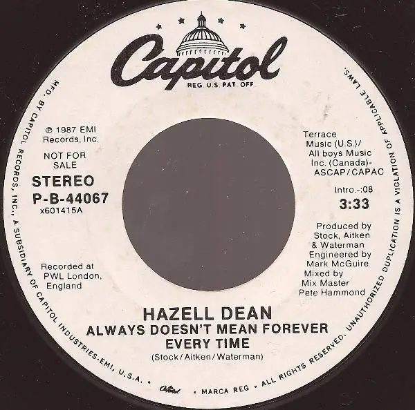 hazell dean always doesn't mean forever every time