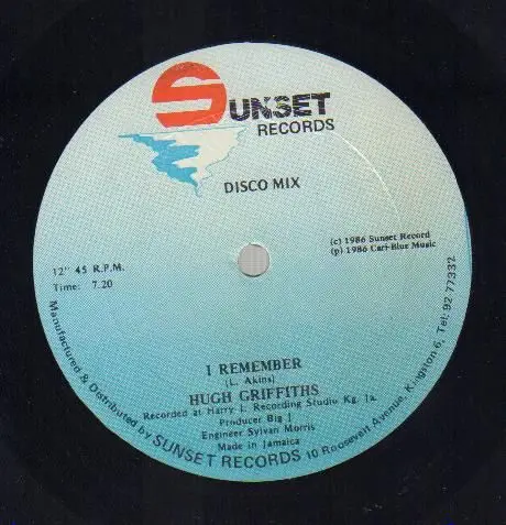 HUGH GRIFFITHS / YELLOWMAN: ASHMAN & WELTON IRE - I Remember / Don't Drop You Pants - Disque Maxi x 1