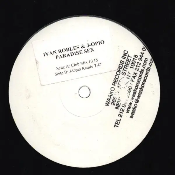 IVAN ROBLES & J-OPIO - Paradise Sex (PROMO WHITE LABEL) - Disque Maxi x 1