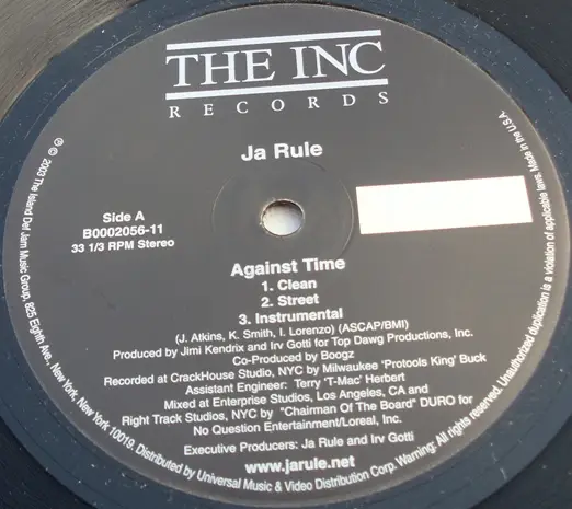 Against time / ni**as & b**ches - Ja Rule - ( 12'' 1枚