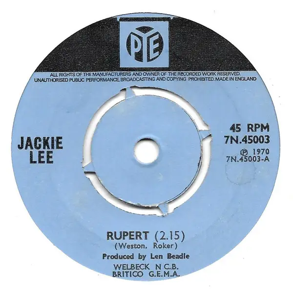 JACKIE LEE - Rupert - Disque 45T x 1