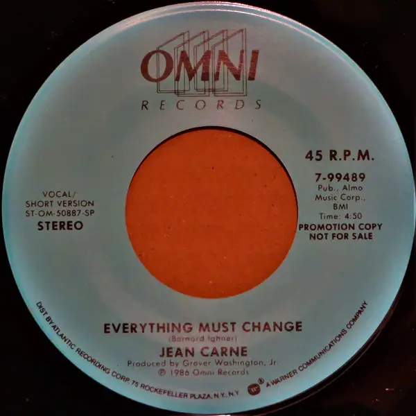 JEAN CARN - Everything Must Change (SP) - Disque 45T x 1