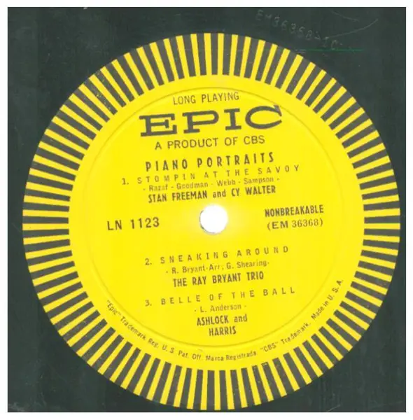 JOE SULLIVAN, THE LOU STEIN TRIO, AHMAD JAMAL, A.O. - Piano Portraits - Disque 25 cm