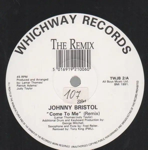 JOHNNY BRISTOL - Come To Me (The Remix) - Disque Maxi x 1