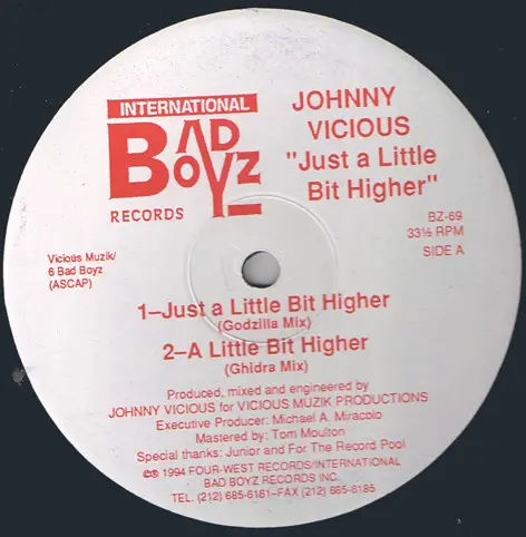 JOHNNY VICIOUS - Just A Little Bit Higher - 12 inch 45 rpm