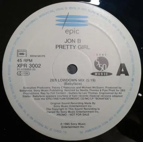 JON B - Pretty Girl - 12 inch 45 rpm