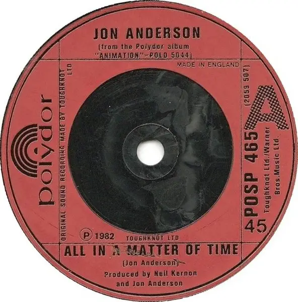 JON ANDERSON - All In A Matter Of Time - Disque 45T x 1