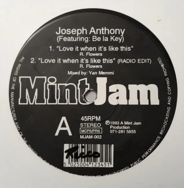 JOSEPH ANTHONY - Love It When It's Like This - 12 inch x 1