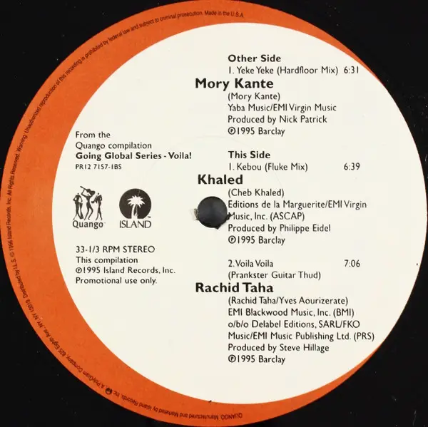 KHALED / RACHID TAHA / MORY KANTÉ - From The Quango Compilation: Going Global Series: Voila! - Disque 33T