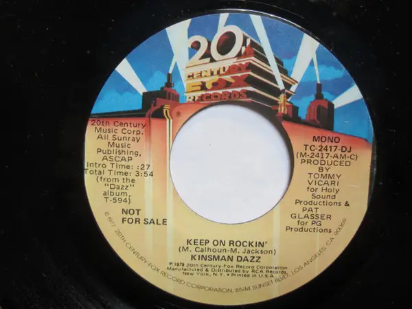 KINSMAN DAZZ - Keep On Rockin' - Disque 45T x 1