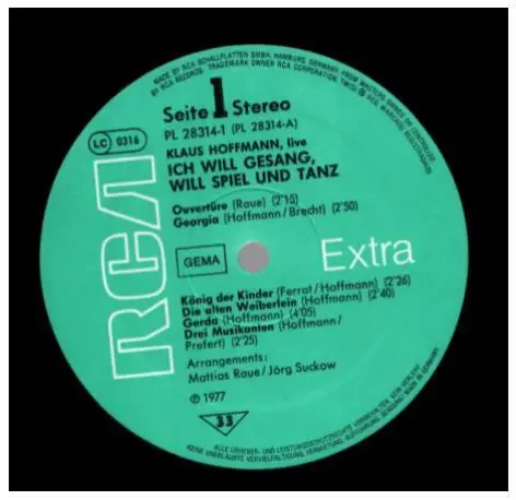 KLAUS HOFFMANN - Ich Will Gesang, Will Spiel Und Tanz (GATEFOLD) - LP x 2