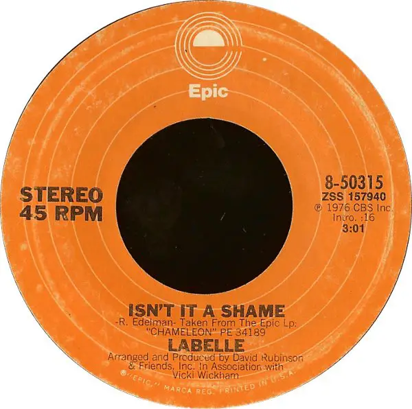 LABELLE - Isn't It A Shame / Gypsy Moths - Disque 45T x 1