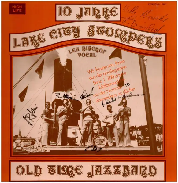 LAKE CITY STOMPERS - LEA BISCHOF - 10 Jahre Lake City Stompers Old Time Jazzband (SIGNED) - LP