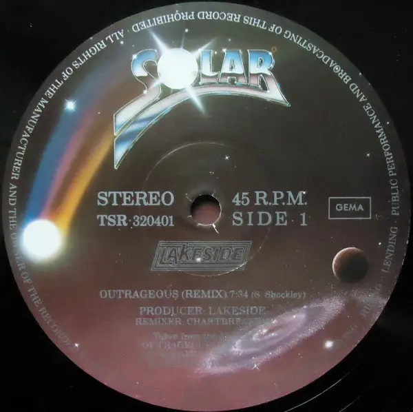 LAKESIDE - Outrageous (PROMO) - Disque Maxi x 1