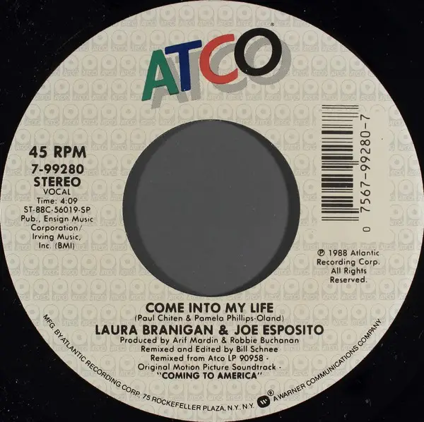 LAURA BRANIGAN & JOE ESPOSITO - Come Into My Life - 7inch x 1