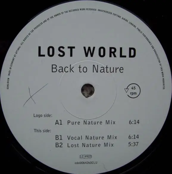 LOST WORLD - Back To Nature - 12 inch x 1