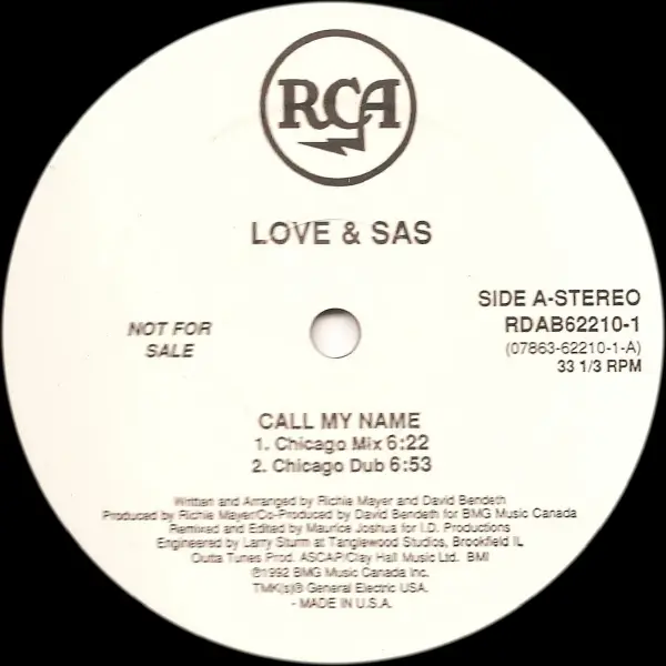 LOVE & SAS - Call My Name - 12 inch x 1