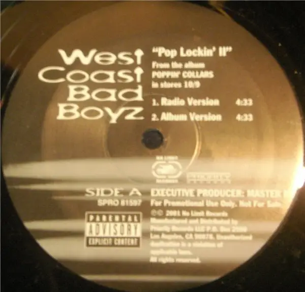 MASTER P PRESENTS WEST COAST BAD BOYZ - Pop Lockin' II - Disque Maxi 45T