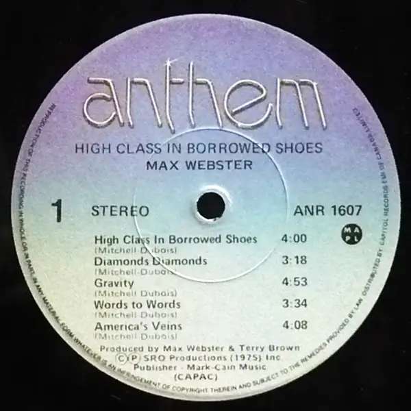 MAX WEBSTER - High Class In Borrowed Shoes - LP