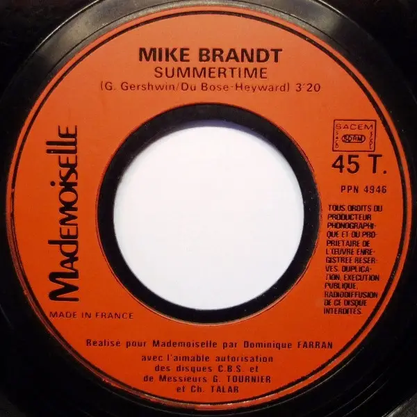MIKE BRANT - Summertime - 7inch x 1