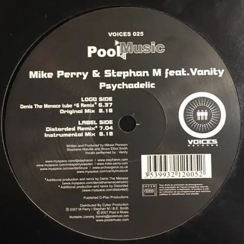 MIKE PERRY AND STEPHAN M. FEATURING VANITY - Psychadelic - 12 inch x 1