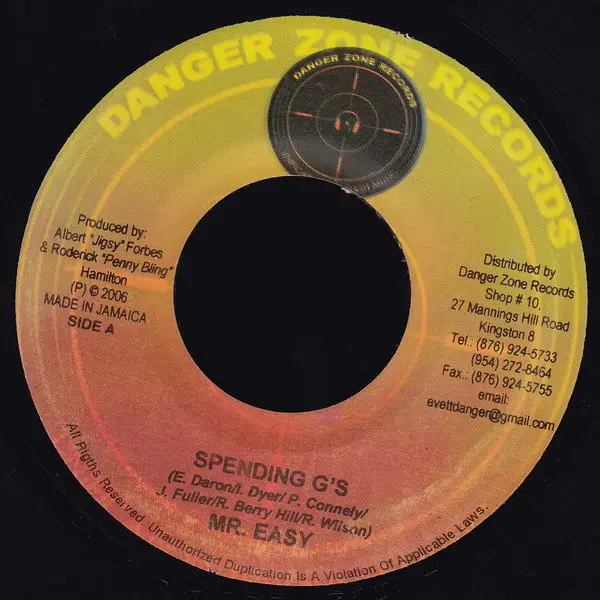MR. EASY / MAVADO - Spending G's / Gun Battle - Disque 45T x 1