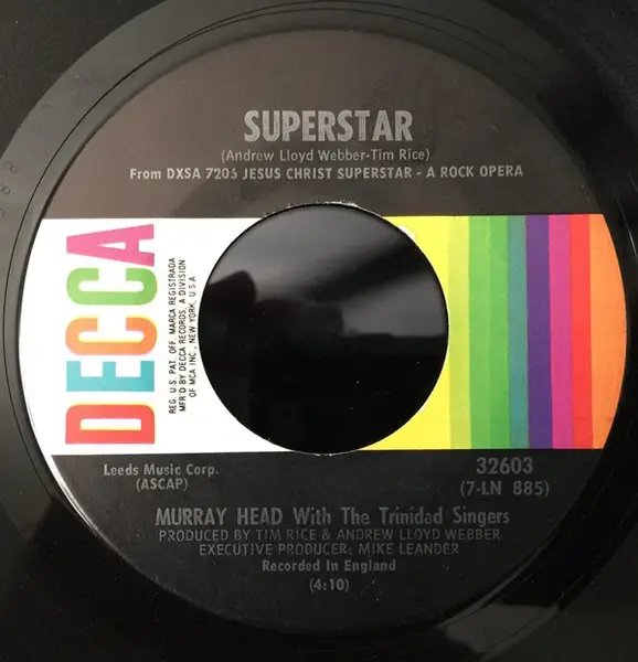 MURRAY HEAD WITH THE TRINIDAD SINGERS / THE ANDREW LLOYD WEBBER ORCHESTRA - Superstar / John Nineteen Forty-One (SPLIT) - 7inch x 1