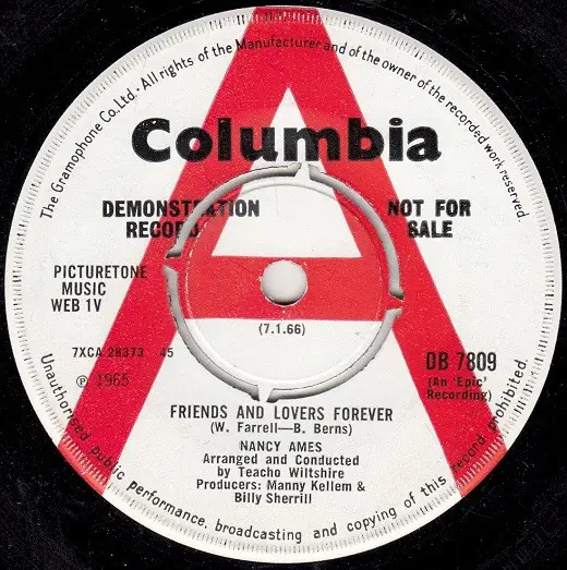 NANCY AMES - Friends And Lovers Forever (PROMO) - 7inch x 1
