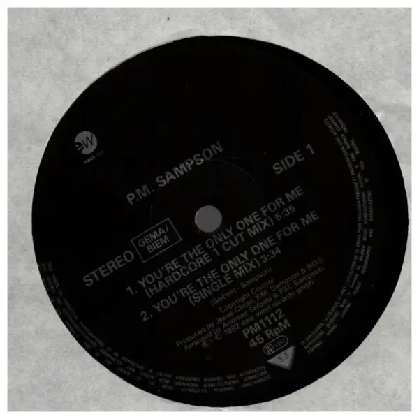 P.M. SAMPSON - You're The Only One For Me - Disque Maxi 45T