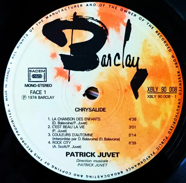 PATRICK JUVET - Chrysalide (GATEFOLD SLEEVE) - Disque 33T