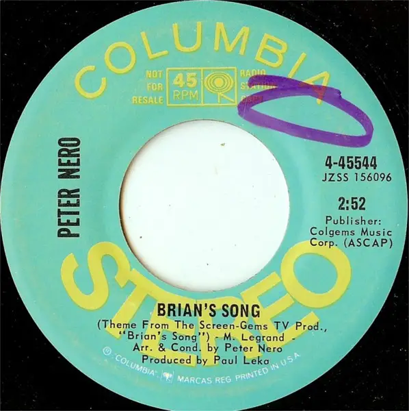 PETER NERO - Brian's Song - 7inch x 1