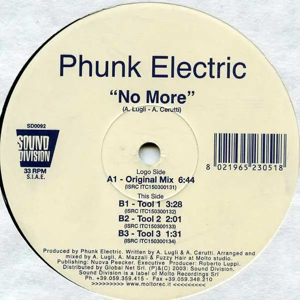 PHUNK ELECTRIC - No More - 10 inch