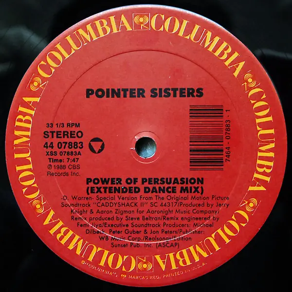 POINTER SISTERS - Power Of Persuasion - Disque Maxi 45T