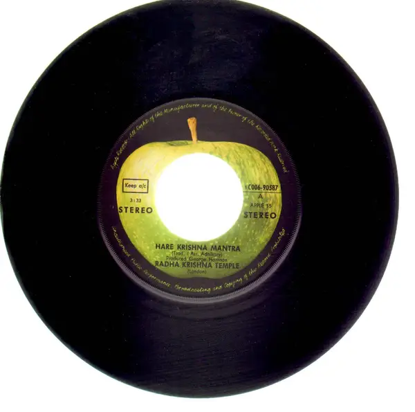 RADHA KRISHNA TEMPLE (LONDON) - Hare Krishna Mantra (NO COVER) - Disque 45T x 1