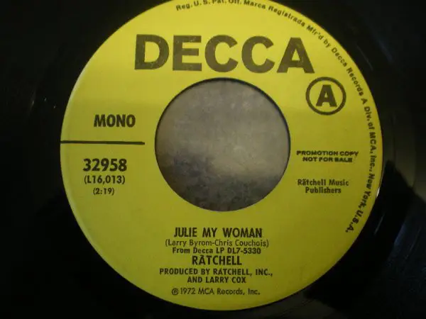 RATCHELL - Julie My Woman - Disque 45T x 1