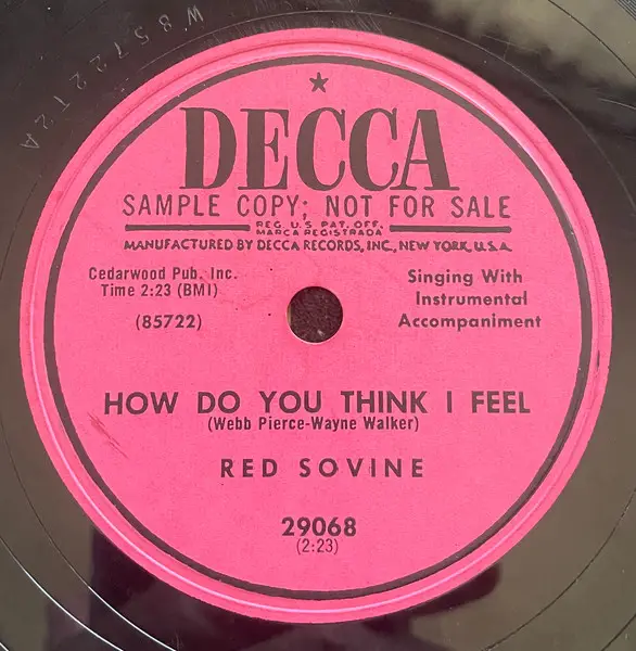 RED SOVINE - How Do You Think I Feel / My New Love Affair (PROMO) - 7inch x 1