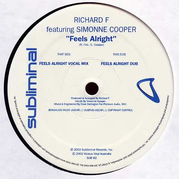 RICHARD F. FEATURING SIMONNE COOPER - Feels Alright - 12 inch x 1
