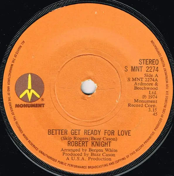 ROBERT KNIGHT - Better Get Ready For Love - 7inch x 1