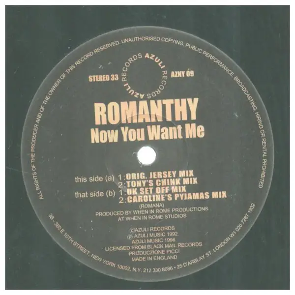 ROMANTHONY - Now You Want Me - Disque Maxi x 1