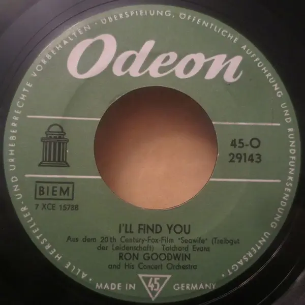 RON GOODWIN AND HIS ORCHESTRA - I'll Find You / Skiffling Strings (COMPANY SLEEVE) - Disque 45T x 1