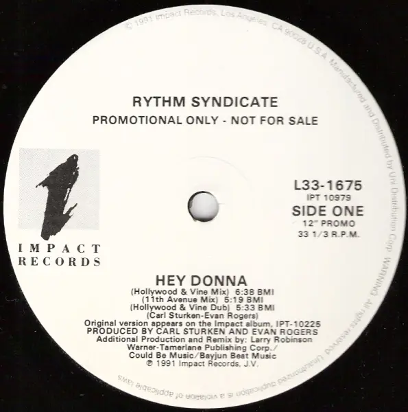 RYTHM SYNDICATE - Hey Donna - 12 inch x 1