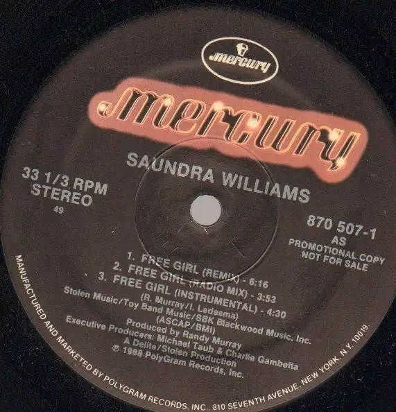 SAUNDRA WILLIAMS - Free Girl - 12 inch x 1